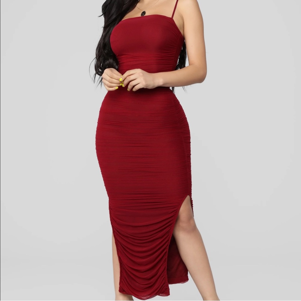 Fashion Nova Burgundy Maxi Dress